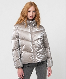 GEMO Blouson femme matelassé à  col montant Blanc