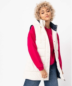 GEMO Doudoune femme sans manches à capuche beige standard
