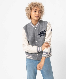 GEMO Blouson bomber femme bi-matières — Camps United Gris
