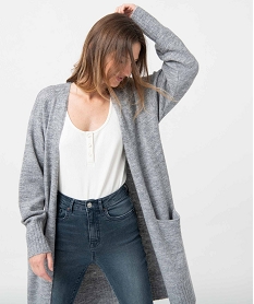 GEMO Gilet femme porté ouvert avec poches Gris