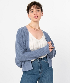GEMO Gilet femme en grosse maille emmanchures chauve-souris bleu standard