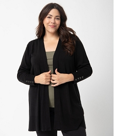 GEMO Gilet  long porté ouvert femme grande taille noir standard