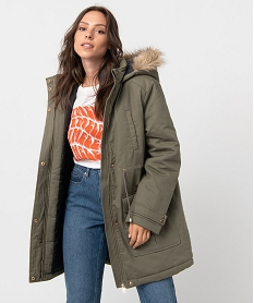 parka femme avec capuche borde de fourrure imitation vertI338801_1