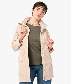 parka femme impermeable a capuche beige manteauxI339001_1