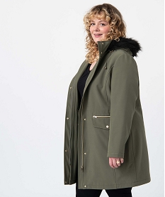 GEMO Manteau à capuche fantaisie femme grande taille Vert