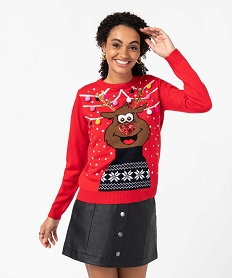 pull de noel femme avec motif renne rougeI340201_1