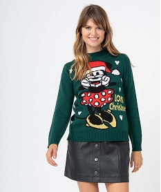 GEMO Pull de Noël femme à motif XXL Minnie - Disney Vert