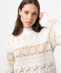 GEMO Pull de Noël femme motif jacquard Beige