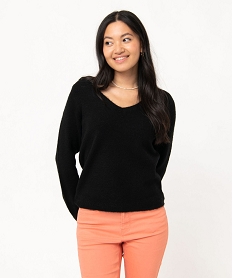 pull femme a grand col v fantaisie noirI341401_1