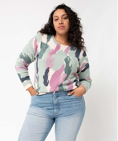 pull femme grande taille a motifs abstraits imprime pullsI344301_1