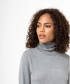 GEMO Pull femme en maille fine à col roulé gris standard