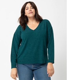 GEMO Pull femme grande taille à col V Bleu