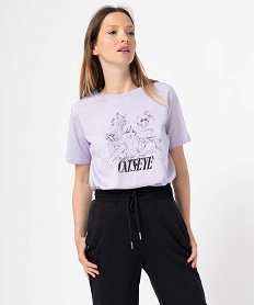 GEMO Tee-shirt femme à manches courtes avec motif - Cats Eye Violet