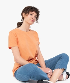 GEMO Tee-shirt femme à manches courtes avec dos plus long Orange