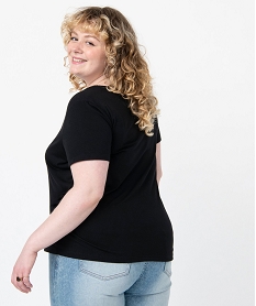 tee-shirt femme grande taille avec col v fantaisie noirI352301_3