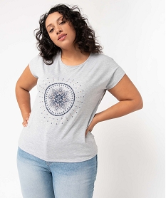 GEMO Tee-shirt femme grande taille à manches courtes avec motifs Imprimé