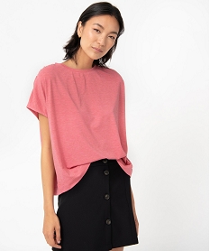 GEMO Tee-shirt femme coupe oversize en maille pailletée Rose