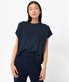 GEMO Tee-shirt femme coupe oversize en maille pailletée Bleu