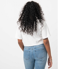 tee-shirt femme coupe courte avec inscription – camps united beigeI357001_3
