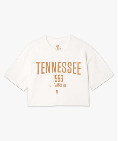 tee-shirt femme coupe courte avec inscription – camps united beigeI357001_4