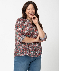GEMO Tee-shirt femme grande taille avec dentelle sur les épaules Multicolore