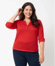 GEMO Tee-shirt femme à manches longues et dos dentelle Rouge