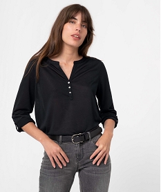 GEMO Tee-shirt femme à manches longues et dos dentelle Noir