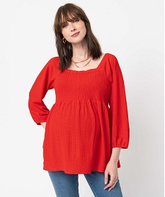 GEMO Tee-shirt de grossesse à manches longues à col carré Rouge