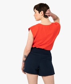 tee-shirt femme sans manches a epaulettes rougeI361501_3