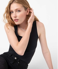 GEMO Débardeur femme uni col rond noir standard