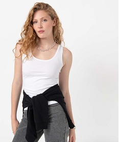 GEMO Débardeur femme uni col rond blanc standard
