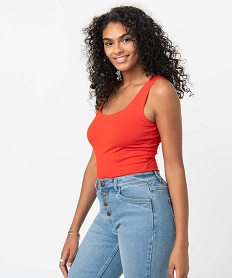 GEMO Débardeur femme uni col rond rouge standard