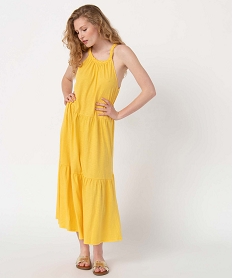 GEMO Robe femme longue sans manches avec col tressé jaune standard