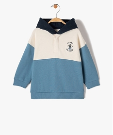 sweat bebe garcon tricolore a capuche beigeI364701_1