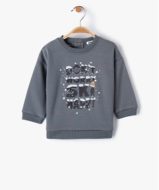 sweat bebe garcon en molleton motif hiver grisI365001_1