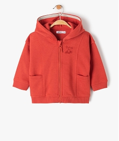 sweat zippe molletonne a capuche bebe garcon rouge sweatsI365501_1