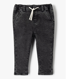 GEMO Jean bébé garçon avec taille élastique et ceinture corde Noir