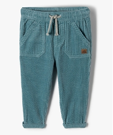 GEMO Pantalon bébé garçon en velours côtelé à taille élastiquée bleu standard