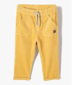 GEMO Pantalon bébé garçon en velours côtelé à taille élastiquée jaune standard