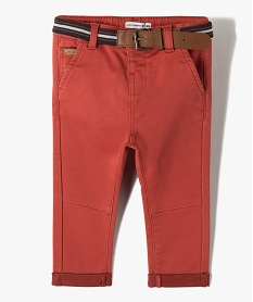 GEMO Pantalon  bébé garçon en toile extensible avec ceinture - LuluCastagnette Rouge