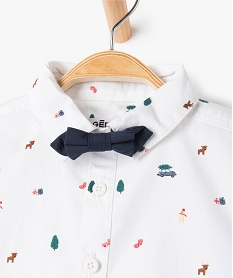 chemise bebe garcon a motifs de noel avec noeud papillon amovible blancI369901_2