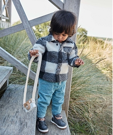 GEMO Chemise bébé garçon en fourrure imitation à carreaux Gris