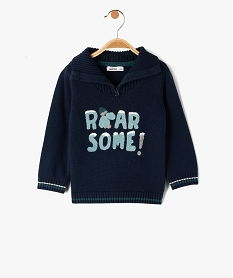 GEMO Pull bébé garçon à col camionneur et motif bouclette noir chine