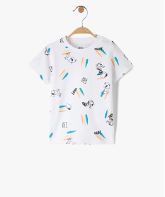 GEMO Tee-shirt bébé garçon à manches courtes à motif skate blanc vif