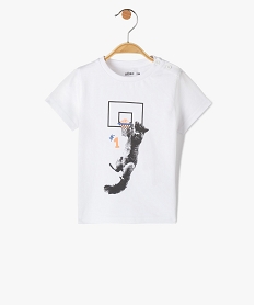GEMO Tee-shirt bébé garçon à manches courtes avec motif blanc vif