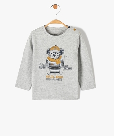 tee-shirt bebe garcon a manches longues imprime ourson - lulucastagnette gris tee-shirts manches longuesI377601_1