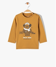 GEMO Tee-shirt bébé garçon à manches longues imprimé ourson - LuluCastagnette jaune standard