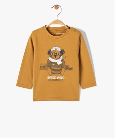 GEMO Tee-shirt bébé garçon à manches longues imprimé ourson - LuluCastagnette Jaune