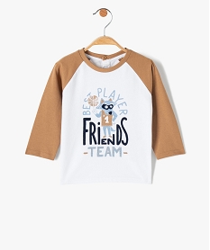 GEMO Tee-shirt bébé garçon à manches longues contrastantes marron chine