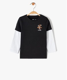 tee-shirt bebe garcon a manches longues effet 2 en 1 noirI378501_1